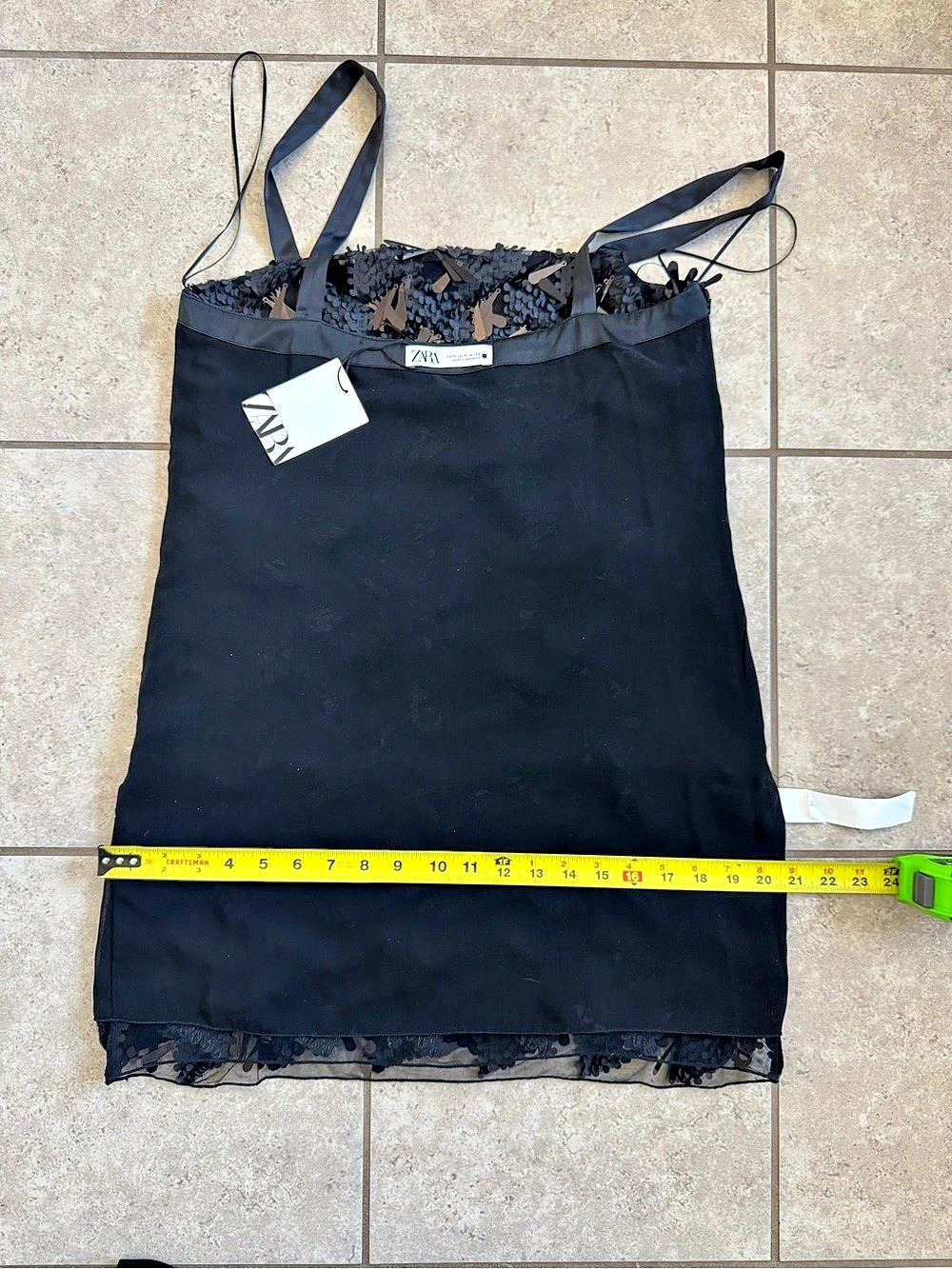 ZARA Black Sequin Embellished Mesh Mini Party Dress Size M NWT - Picture 12 of 14